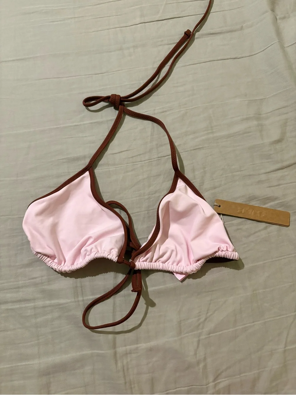 SKIMS Signature Swim Triangle Bikini Top Cherry Blossom Contrast S NWT